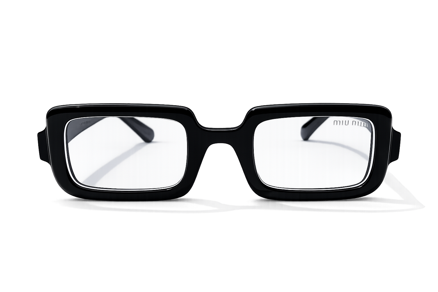 Miu Miu Bold Rectangle Eyeglasses – Black Acetate Frame