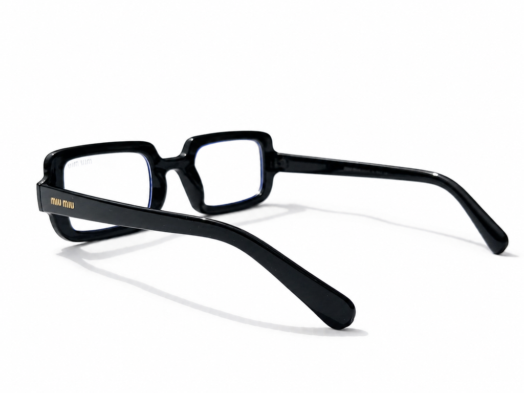 Miu Miu Bold Rectangle Eyeglasses – Black Acetate Frame