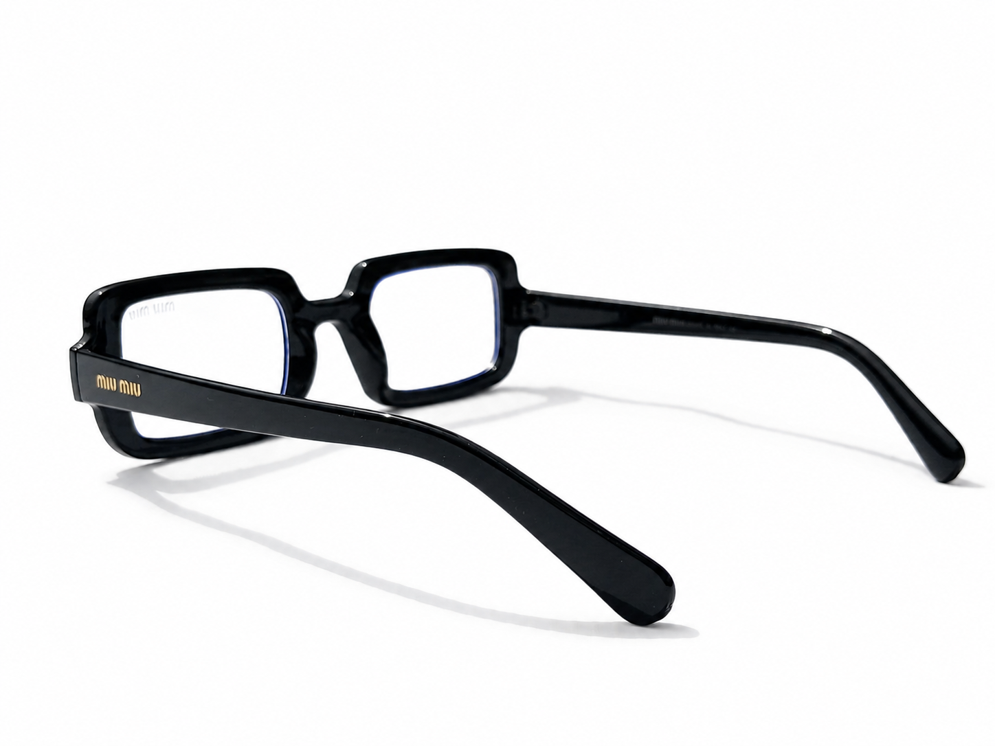 Miu Miu Bold Rectangle Eyeglasses – Black Acetate Frame