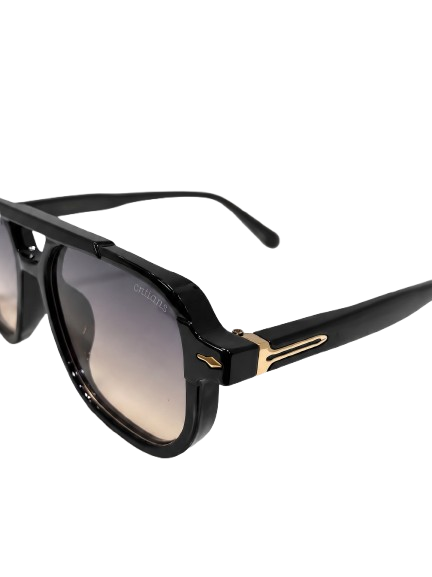 Black & Gold Double Bridge Sunglasses | Eyerooms Pakistan