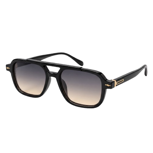 Black & Gold Double Bridge Sunglasses | Eyerooms Pakistan