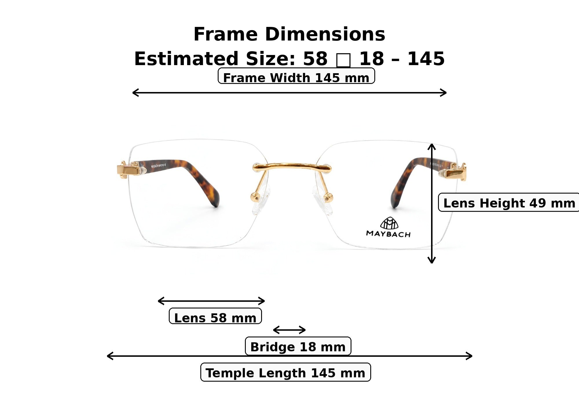 Maybach Rimless Gold Eyeglasses – Premium Luxury Frame