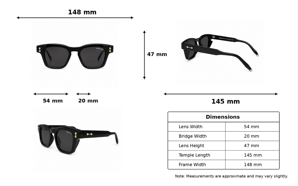 Premium Noir Square Sunglasses – Gold Accent Edition