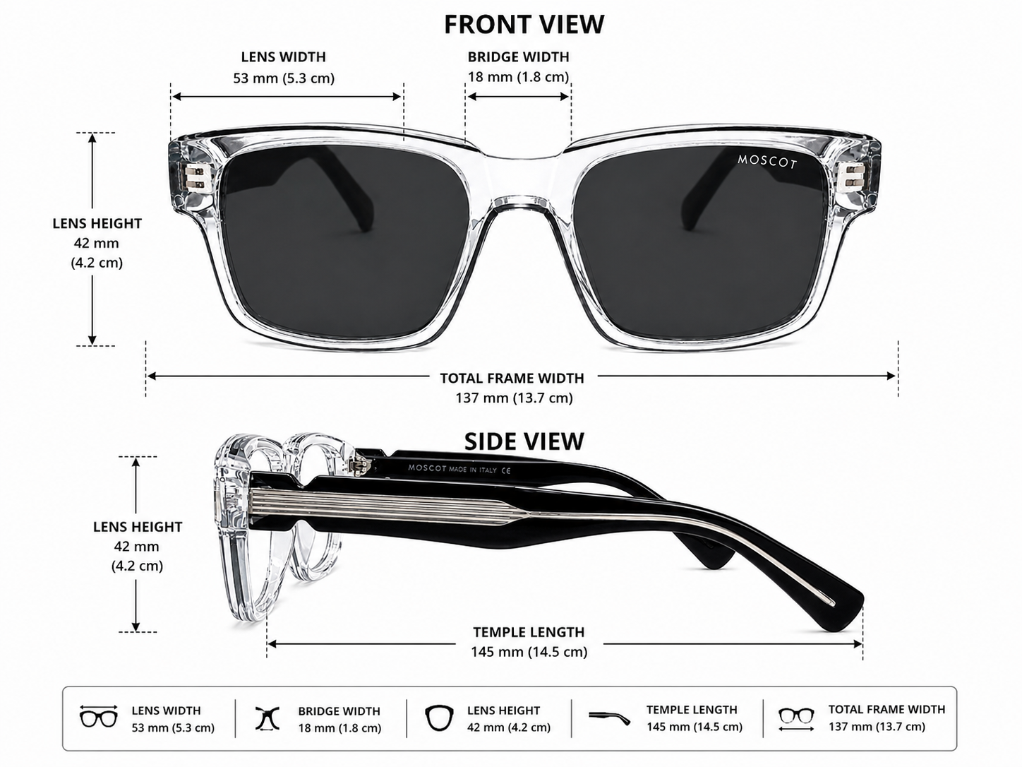 Clear Square Sunglasses – Unisex | Transparent Frame with Smoke Lenses