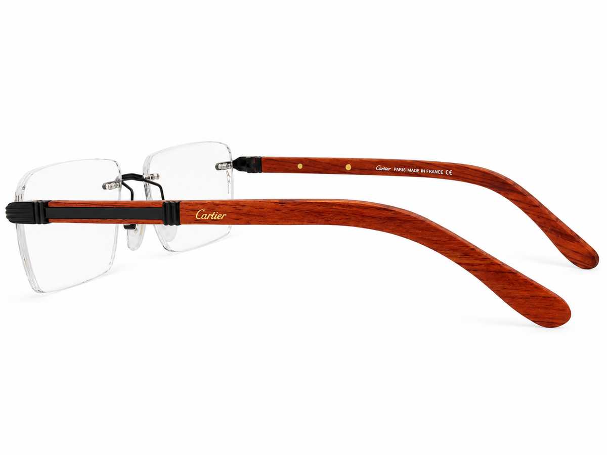 Premium Rimless Wooden Temple Eyeglasses