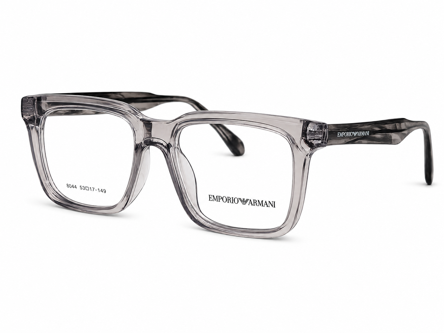 Premium Square Eyeglasses – Transparent Smoke Grey Frame | 53-17-149