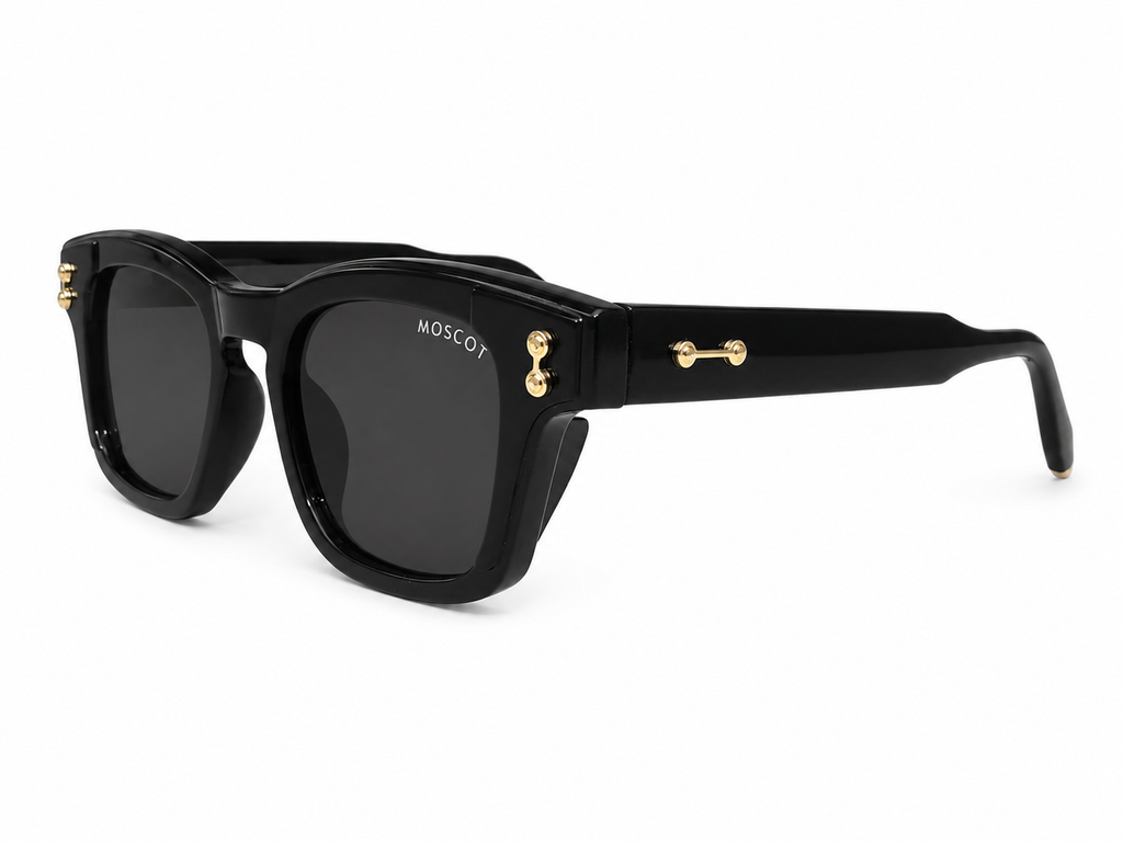Premium Noir Square Sunglasses – Gold Accent Edition