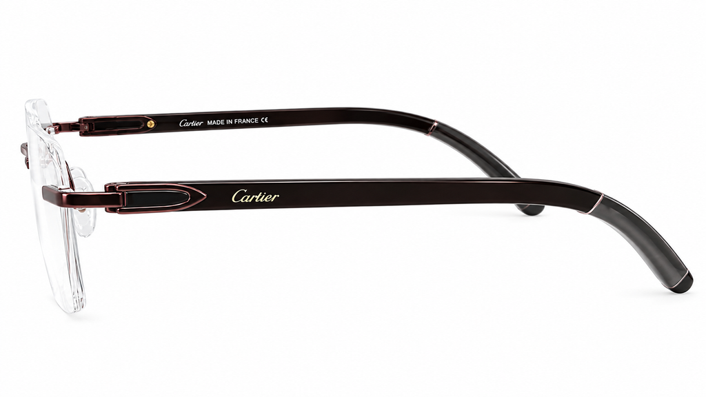 120637J Col.04 Premium Rimless Eyeglasses – Brown | Wood Temples