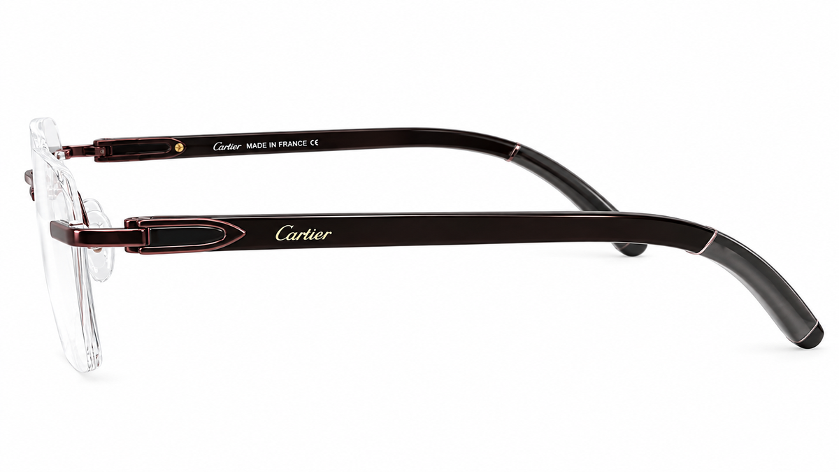 120637J Col.04 Premium Rimless Eyeglasses – Brown | Wood Temples