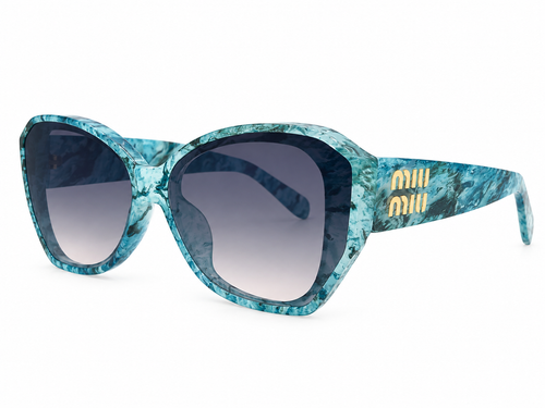Aqua Blue Marble Oversized Statement Sunglasses