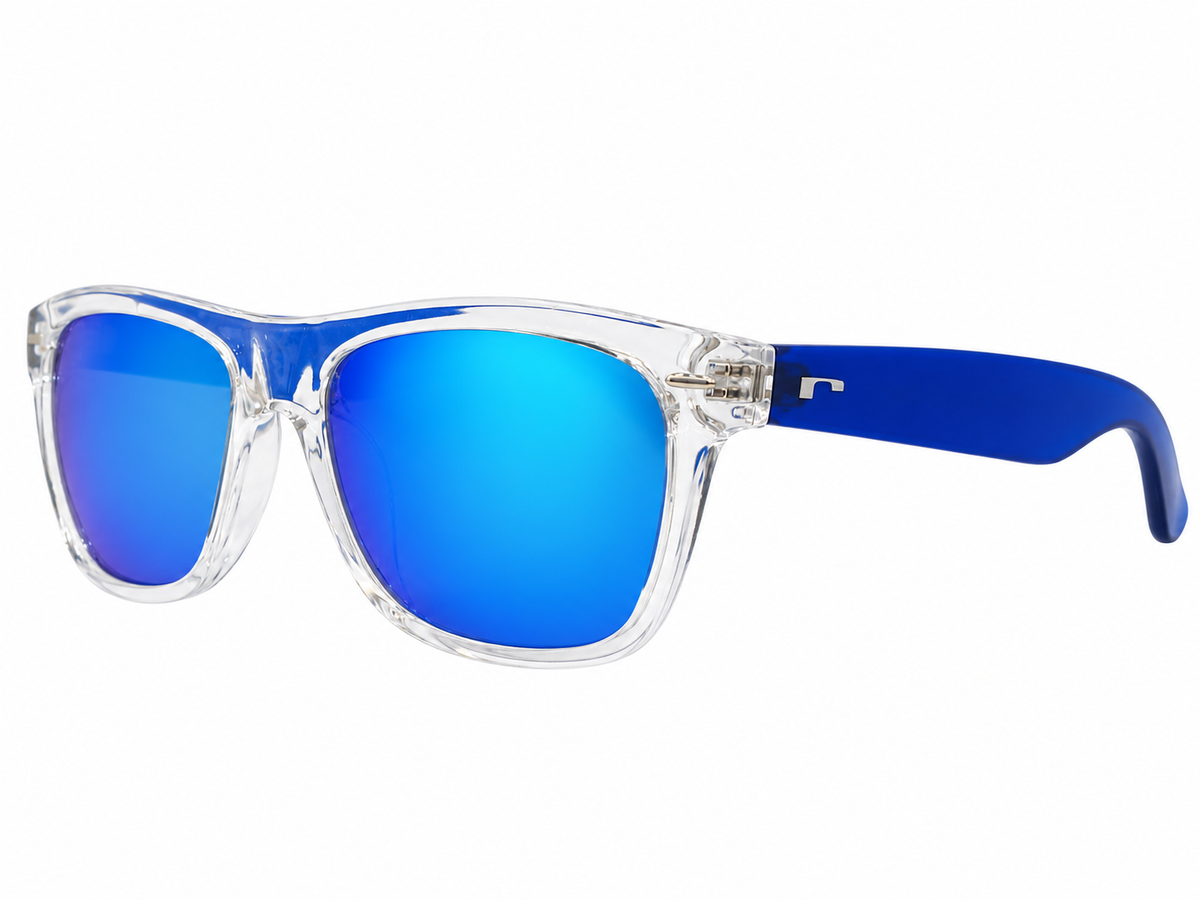 Crystal Clear Blue Mirror Sunglasses – Mercury Square Frame