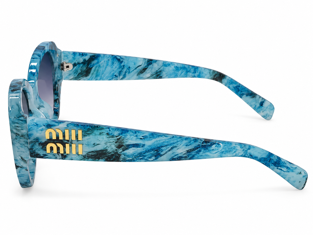 Aqua Blue Marble Oversized Statement Sunglasses