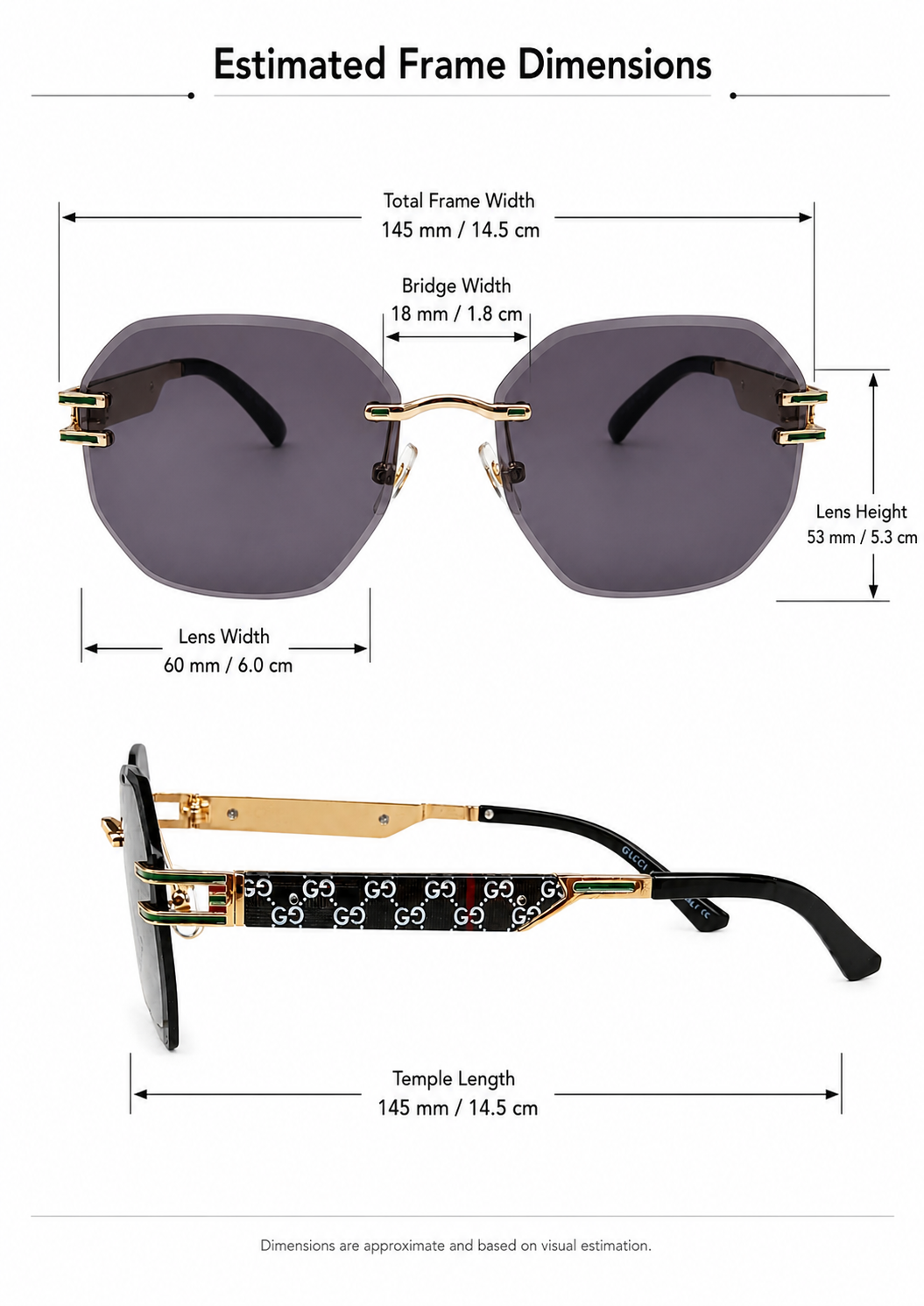 Rimless Geometric Designer Sunglasses For Men & Women