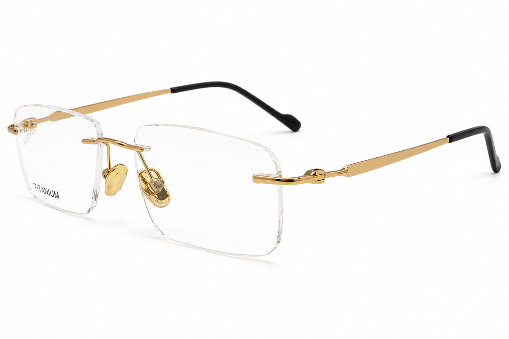Titanium Rimless Rectangular Eyeglasses