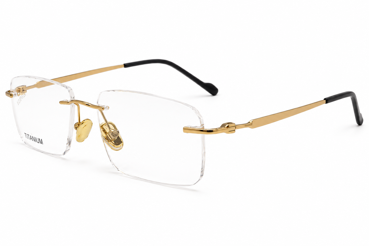 Titanium Rimless Rectangular Eyeglasses