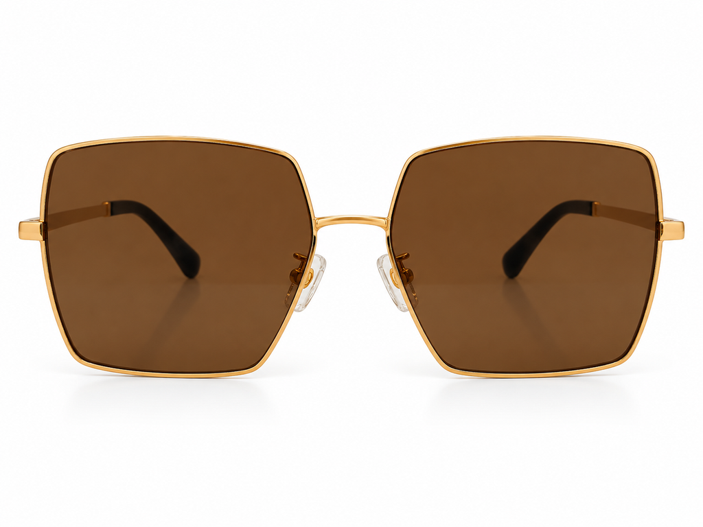 Luxe Oversized Square Sunglasses for Women – Gold & Brown