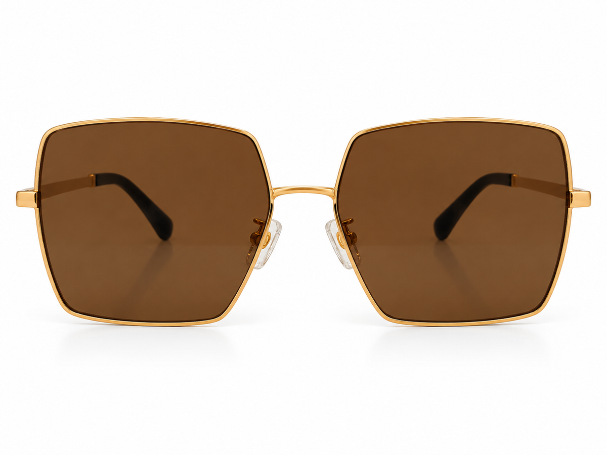 Luxe Oversized Square Sunglasses for Women – Gold & Brown