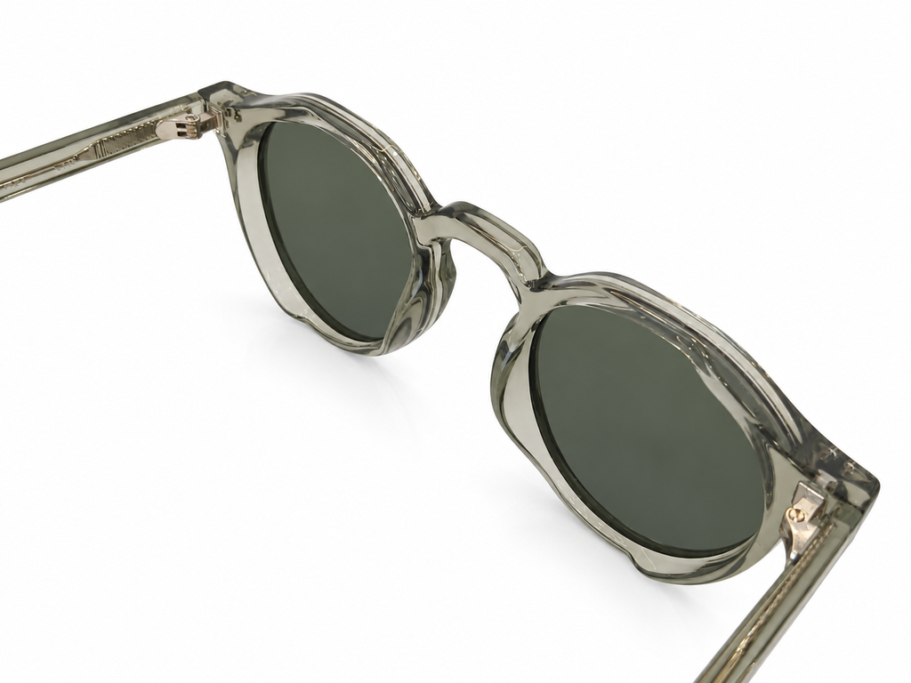 Crystal Olive Panto Round Sunglasses