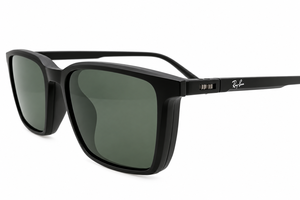 Rectangular Eyeglasses with Polarized Clip-On Sunglass Attachment – 8090