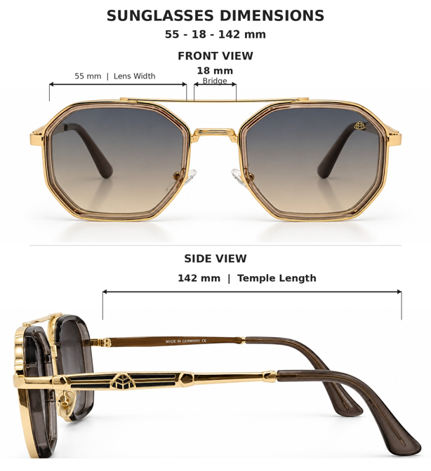 AUREVION GOLD – Luxury Geometric Double Bridge Sunglasses