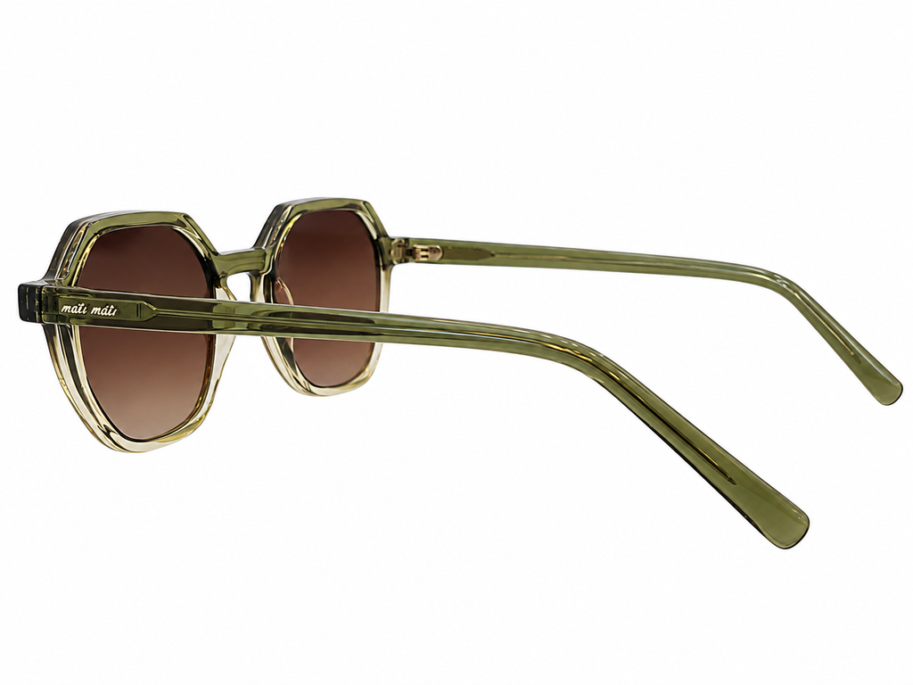 Transparent Olive Green Geometric Sunglasses