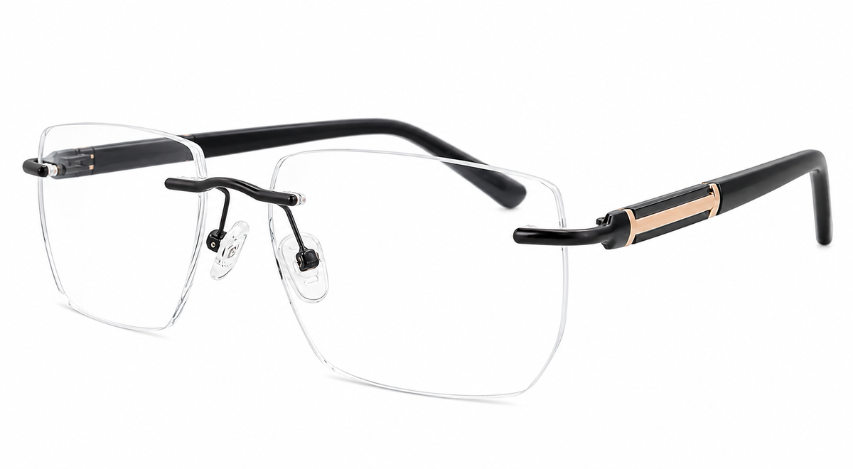 Not Your Average Eyewear  | Luxury Rimless Black & Gold