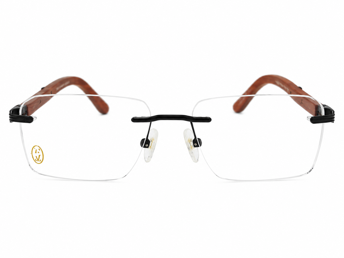 Premium Rimless Wooden Temple Eyeglasses