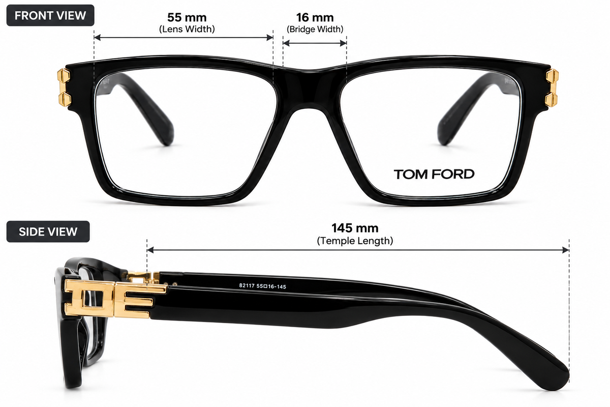 Black & Gold Rectangular Eyeglasses