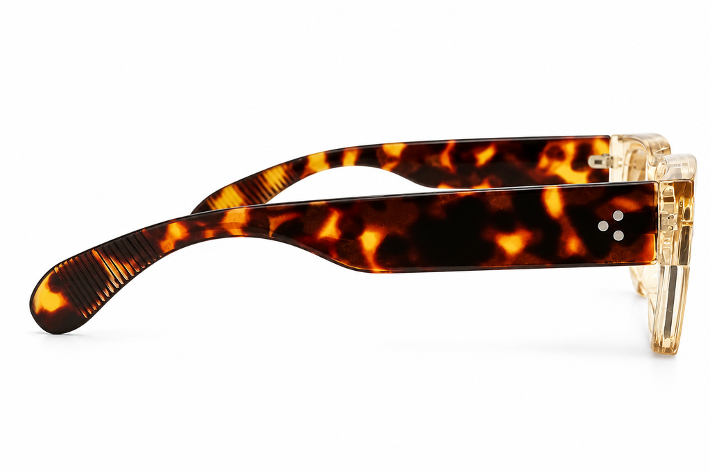 Champagne Crystal & Brown Havana Rectangular Sunglasses