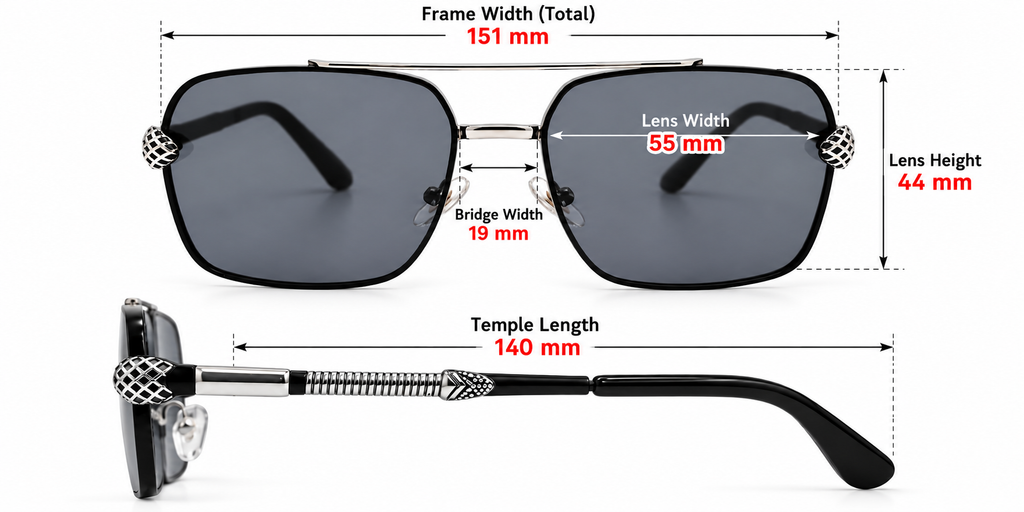 Luxury Square Double Bridge Sunglasses – Designer Temples