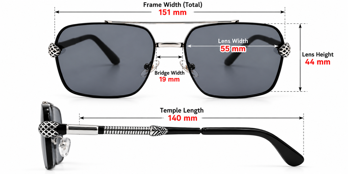 Luxury Square Double Bridge Sunglasses – Designer Temples