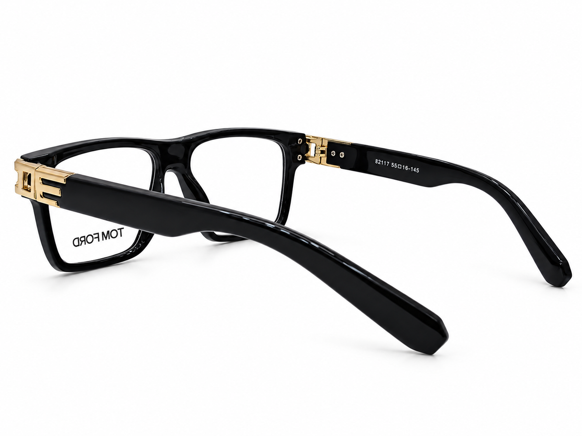 Black & Gold Rectangular Eyeglasses