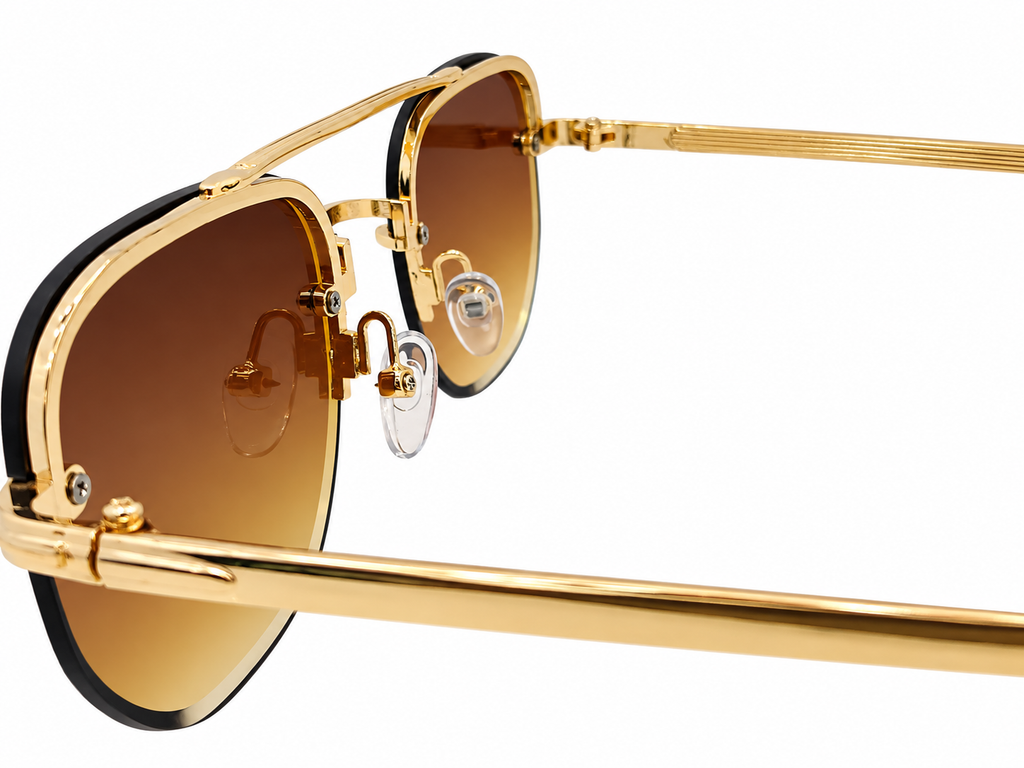 Luxury Gold Double Bridge Sunglasses – Gradient Rimless