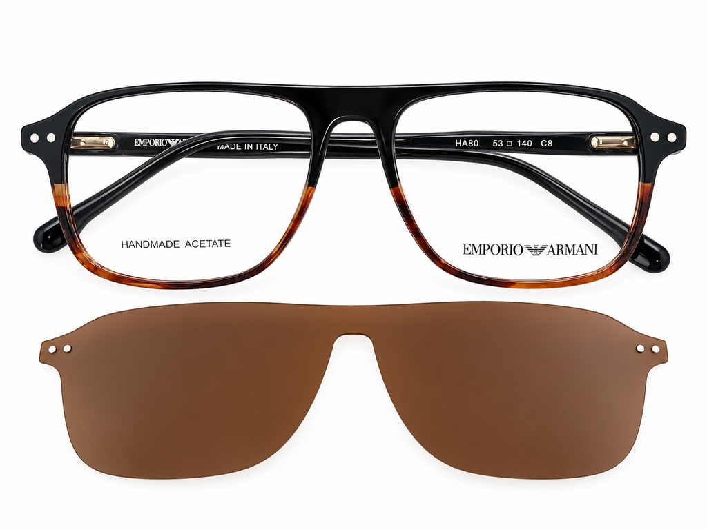 2-in-1 Polarized Clip-On Eyeglasses | Rectangular Acetate Optical Frame
