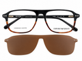 2-in-1 Polarized Clip-On Eyeglasses | Rectangular Acetate Optical Frame