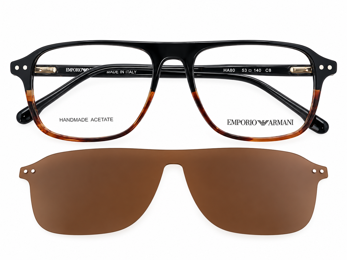 2-in-1 Polarized Clip-On Eyeglasses | Rectangular Acetate Optical Frame