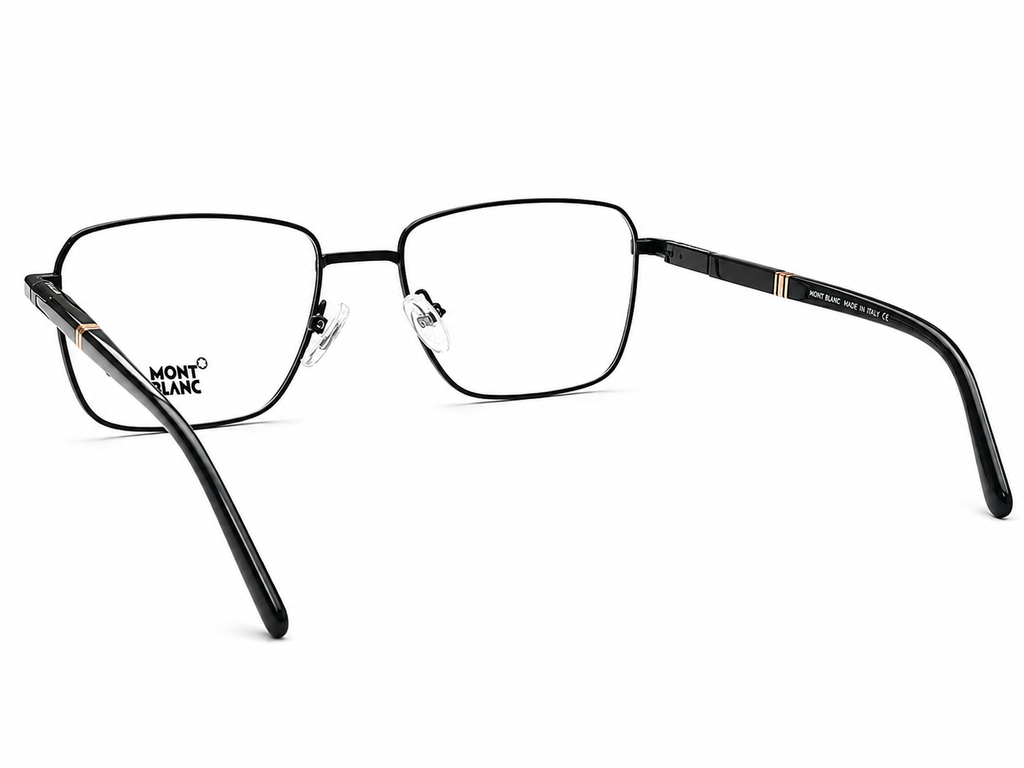 Luxury Metal Square Eyeglass Frame – Black Temples