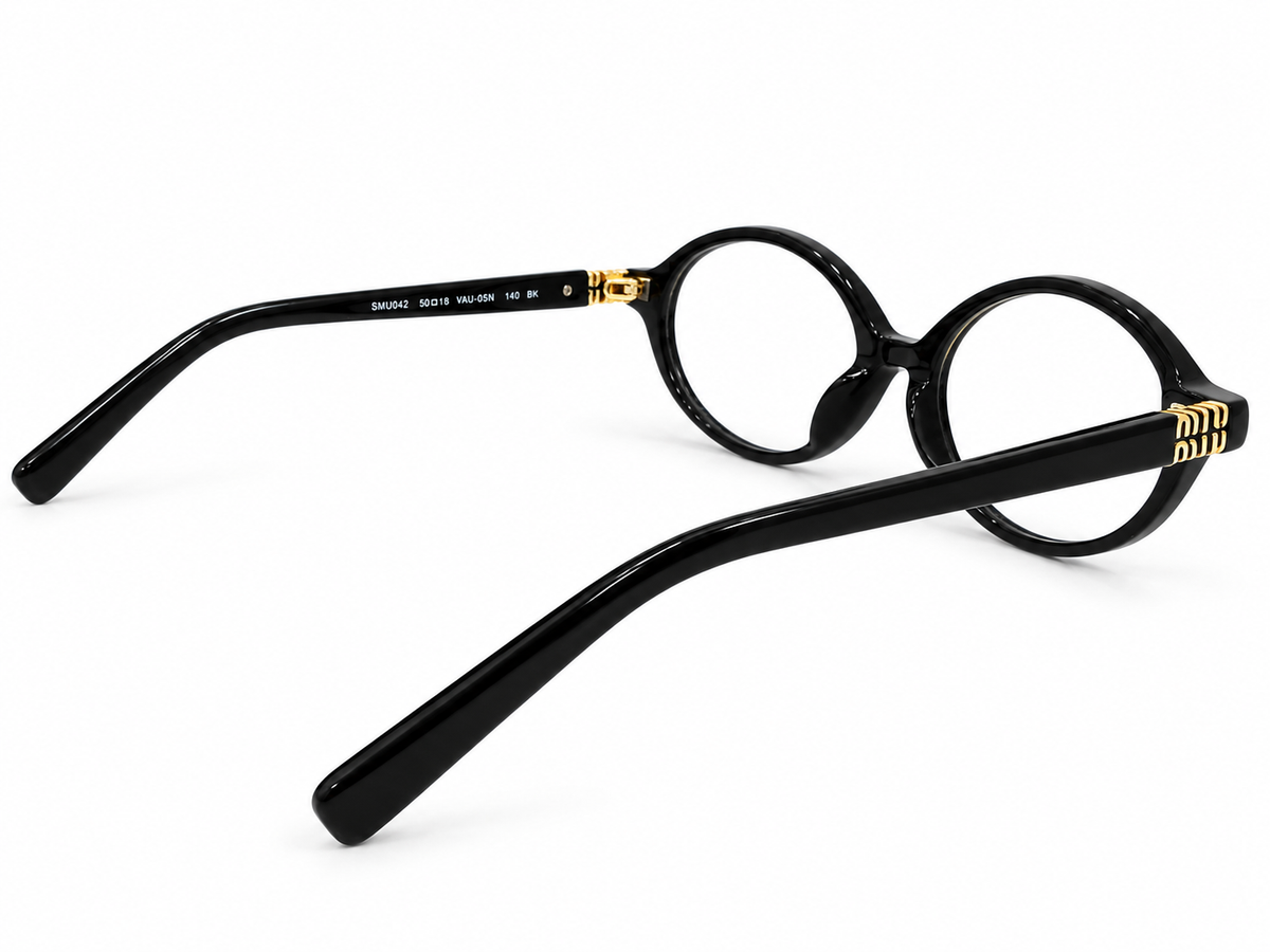 Premium Oval Black Eyeglasses Frame with Gold Detail