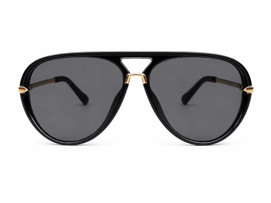 Black Aviator Sunglasses – Gold Accent | Unisex