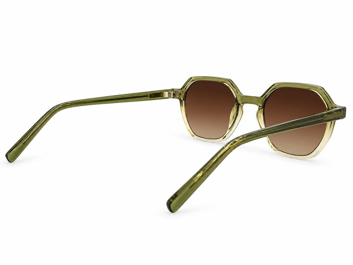 Transparent Olive Green Geometric Sunglasses