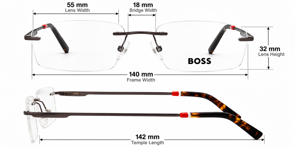 Sleek Rimless Rectangular Eyeglasses Frame