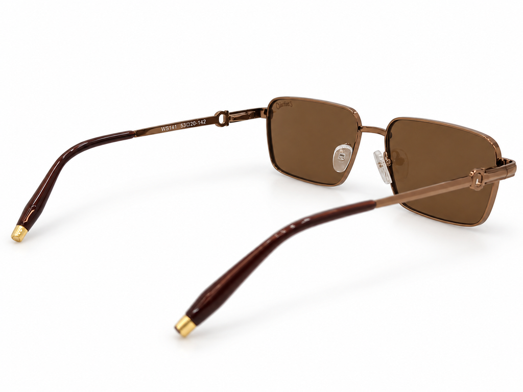 Rectangular Brown Sunglasses – Bronze Metal Frame