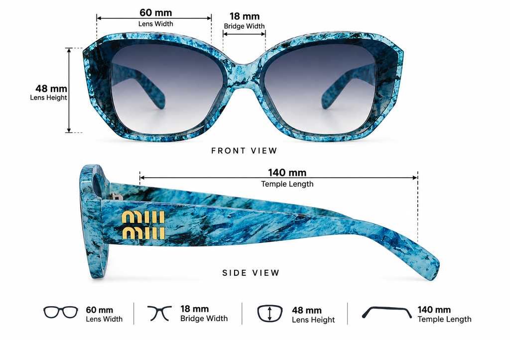 Aqua Blue Marble Oversized Statement Sunglasses
