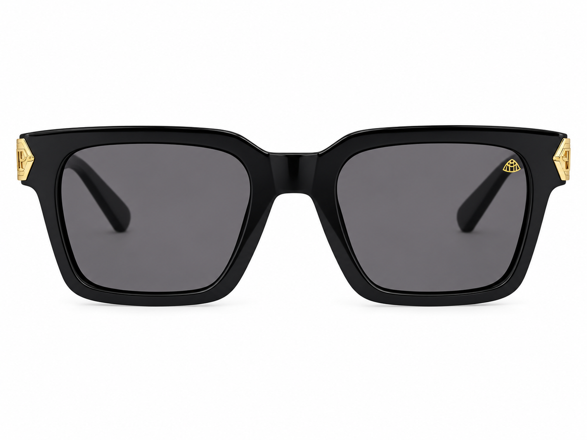 Philipp Plein Style Premium Black Sunglasses – Gold Detail