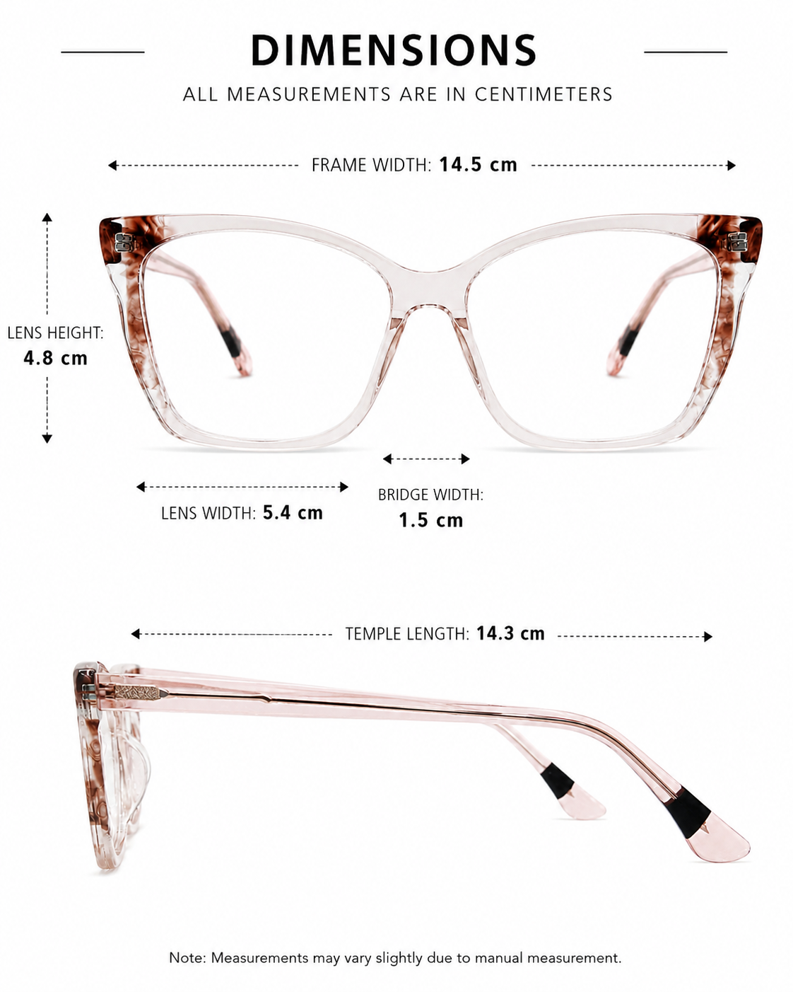 Hashtag Cat-Eye Eyeglasses – Crystal Coffee & Pink Shades