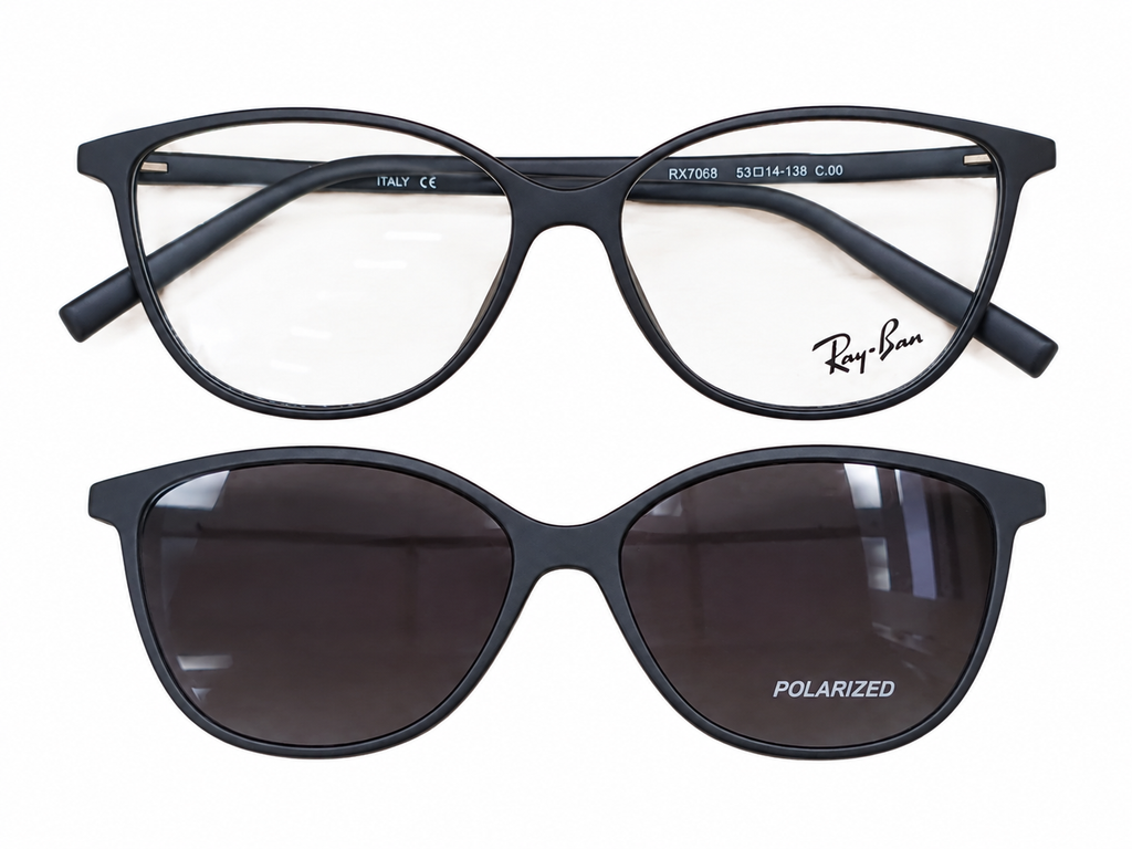 Matte Black Polarized Magnetic Clip-On Eyeglasses