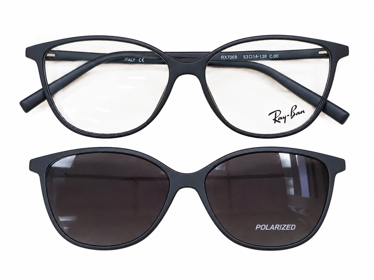 Matte Black Polarized Magnetic Clip-On Eyeglasses