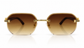 Luxury Rimless Geometric Sunglasses – Wooden Texture