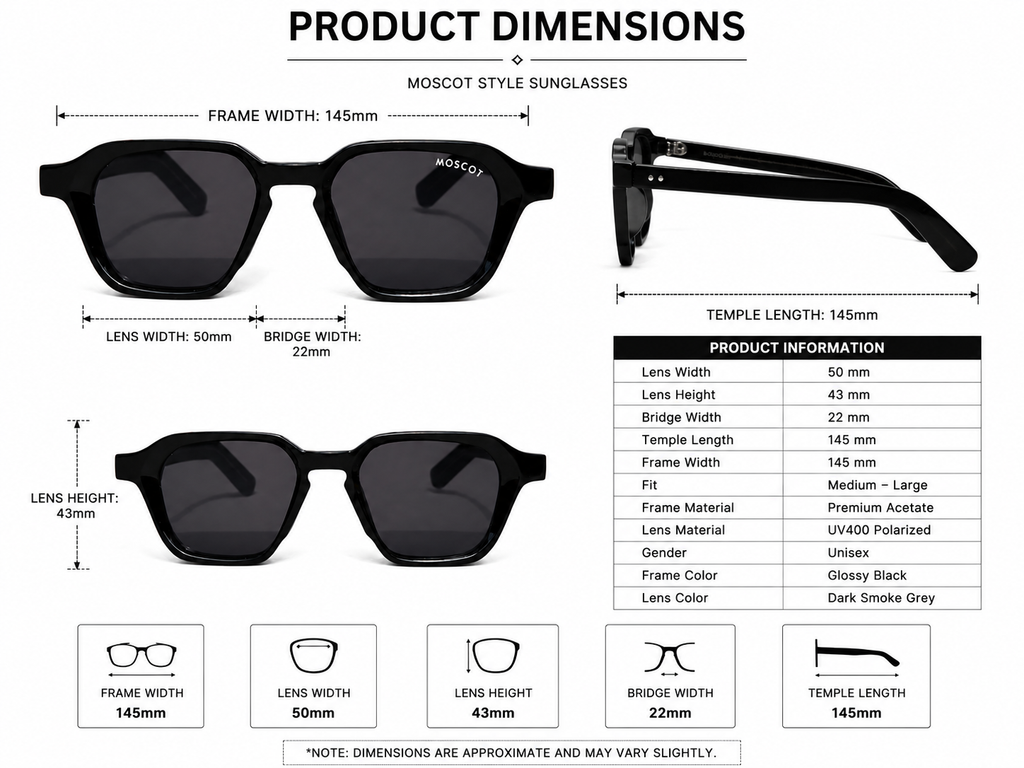 Bold Geometry – Premium Glossy Black Unisex Sunglasses