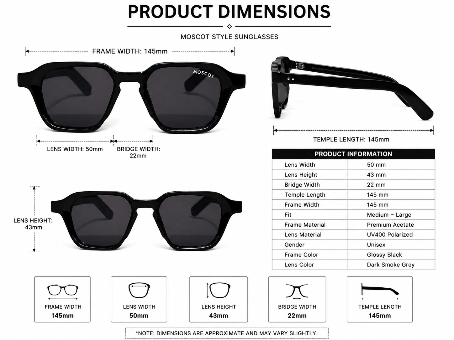 Bold Geometry – Premium Glossy Black Unisex Sunglasses